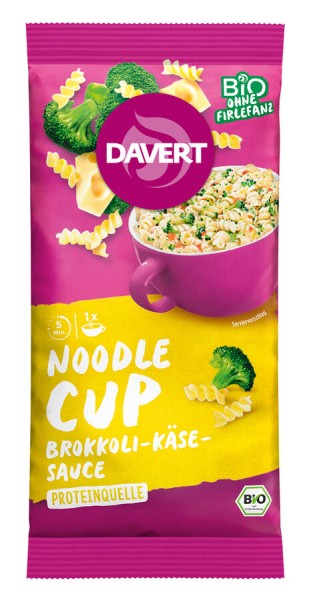 Davert Noodle-Cup Brokkoli-Käse-Sauce, 64 g Packun