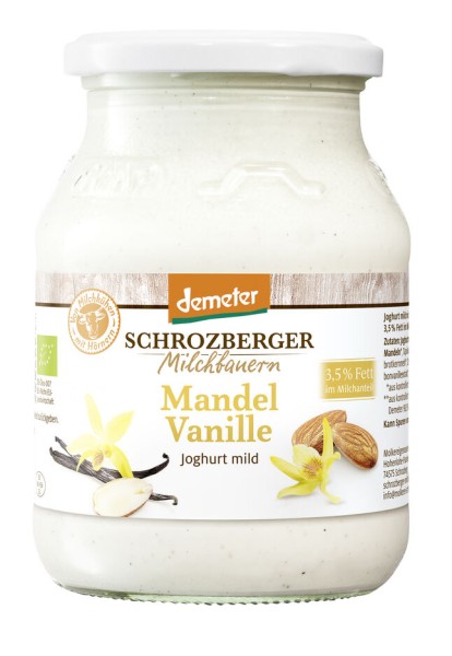 Schrozberger Milchbauern Mandel Vanille Jogh., 500 g Glas