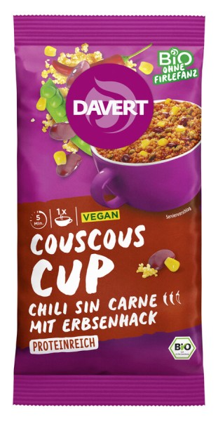 Davert Couscous-Cup Chili sin Carne, 58 g Packung