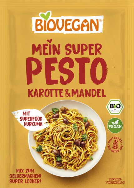 MHD 30.04.2024 Biovegan Mein Super Pesto Karotte-Mandel, 20 g Pac