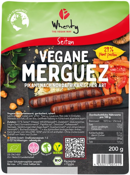 Wheaty Wheaty vegane Merguez, 200 gr Packung