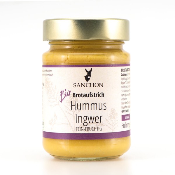 Sanchon Brotaufstrich Hummus Ingwer, 180 gr Glas