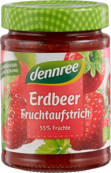 dennree Fruchtaufstrich Erdbeere, 340 gr Glas - 55