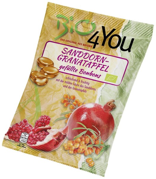 Bio4you Sanddorn-Granatapfel Bonbons, 75 g Packung