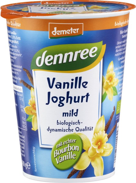 dennree Fruchtjoghurt Vanille, 400 gr K3-Becher cr