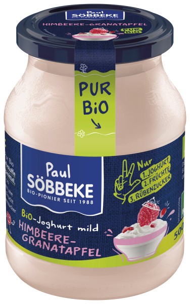 Söbbeke Joghurt Pur Himbeere-Granatapfel, 500 gr G