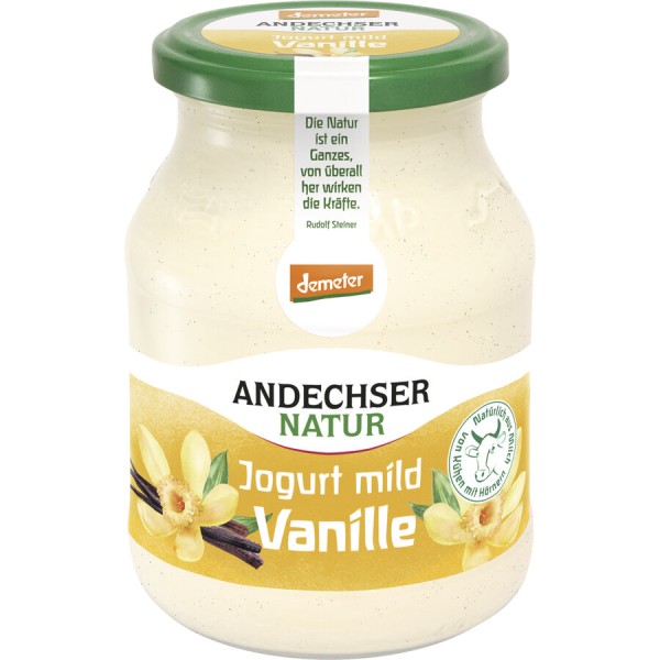 Andechser Natur Joghurt mild Vanille, 500 gr Glas