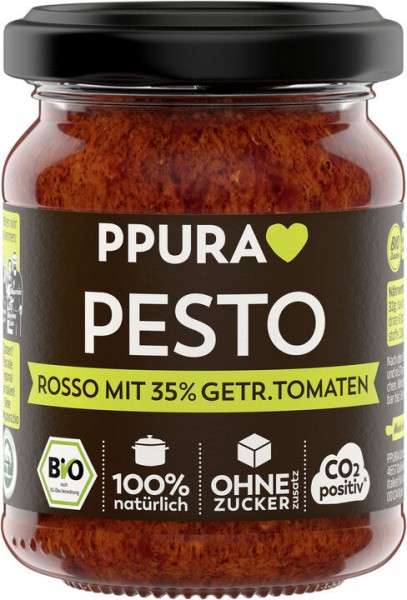 PPURA Pesto Rosso mit 35% getr. Tomaten, 120 gr Glas