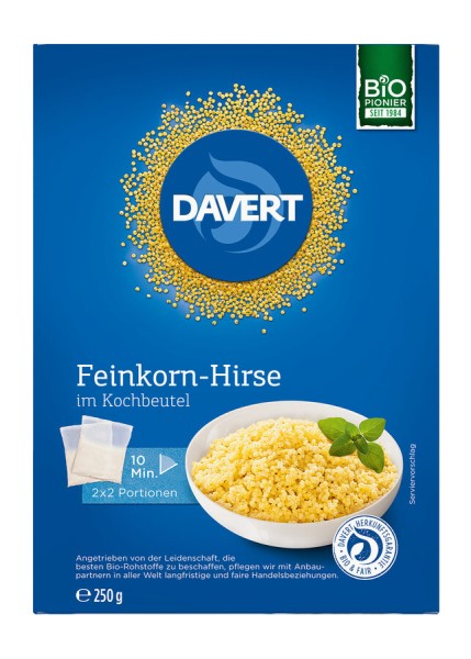 Davert Feinkorn-Hirse im Kochbeutel, 250 gr Packun