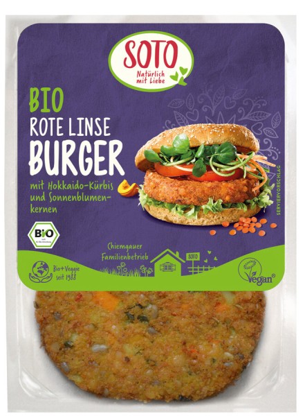 SOTO Gemüse-Burger rote Linse, 160 g Packung