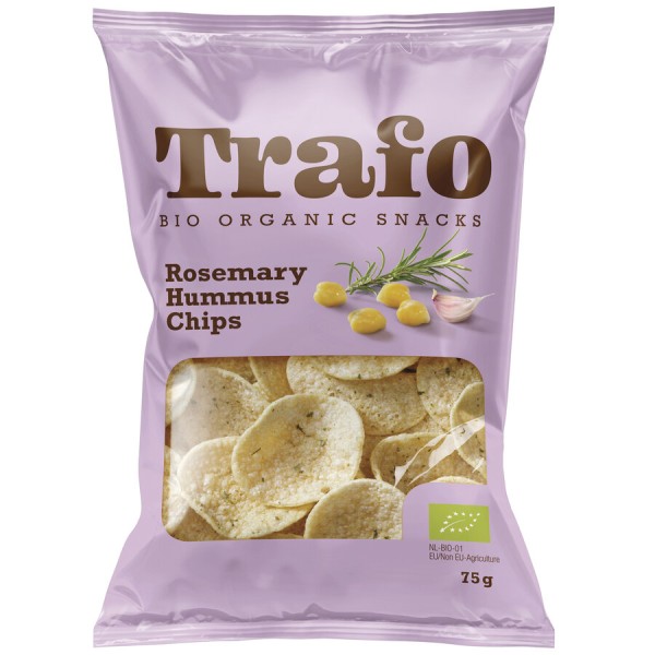 Trafo Hummus Chips Rosmarin, 75 g Packung