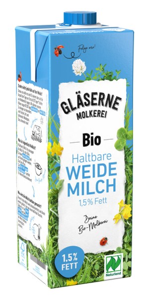 Gläserne Molkerei H-Milch fettarm 1,5%, 1 ltr Pack