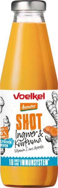 Voelkel Shot Ingwer &amp; Kurkuma,, 0,5 L Flasche kühlfrisch