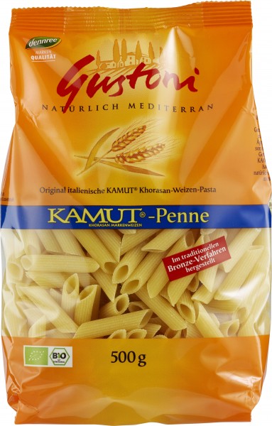 Gustoni Kamut®-Penne, bronze, 500 gr Packung -hell-