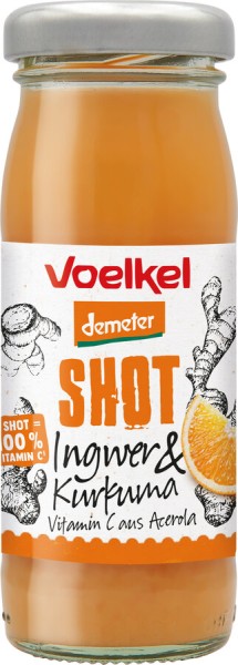 Voelkel Shot Ingwer &amp; Kurkuma, 95 ml Flasche