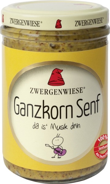 Zwergenwiese Ganzkorn Senf, 160 ml Glas