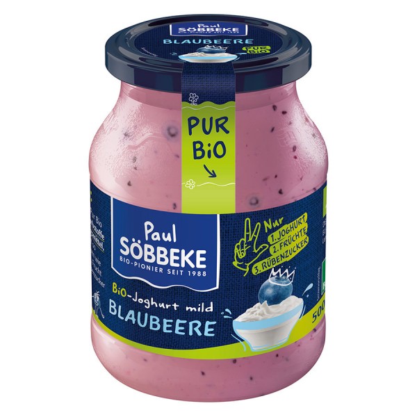 Söbbeke Joghurt Pur Blaubeere, 500 gr Glas ohne Ar