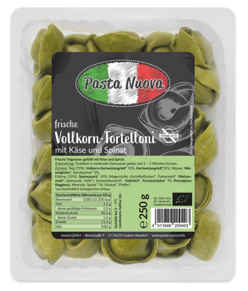 Pasta Nuova Vollkorn-Tortelloni mit Käse und Spina