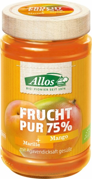 Allos Frucht Pur Aprikose-Mango, 250 gr Glas -75%