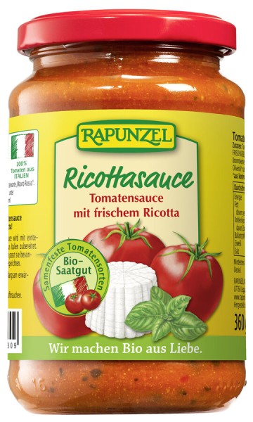 Rapunzel Tomaten-Ricotta Sauce, 345 ml Glas