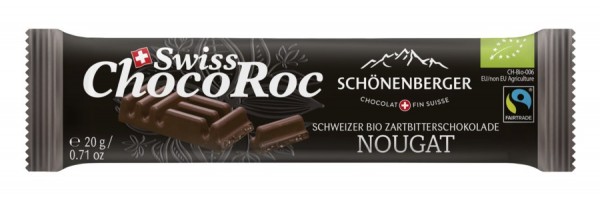 Swiss ChocoRoc Zartbitter Riegel mit Nougat 20g