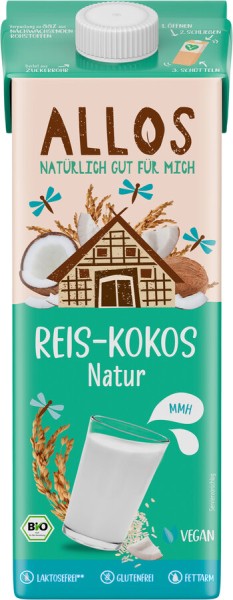 Allos Reis-Kokos Drink naturell, 1 ltr Packung