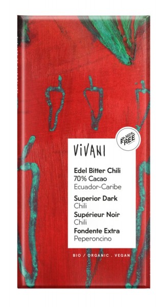 Vivani Edelbitter mit Chili 70%, Ecuador, 100 gr