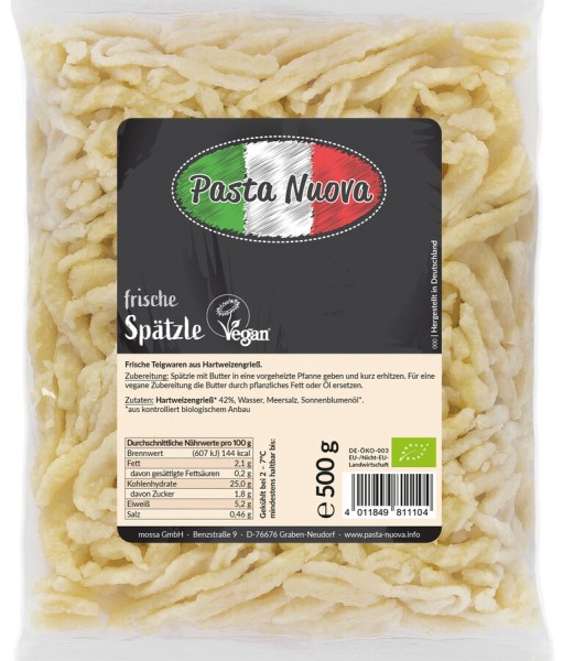 Pasta Nuova Frische Spätzle vegan, 500 gr Packung