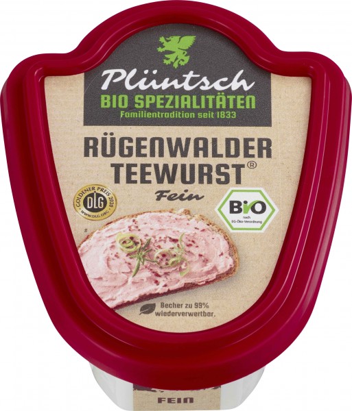 Plüntsch Bio Rügenwalder Teewurst fein, 125 gr