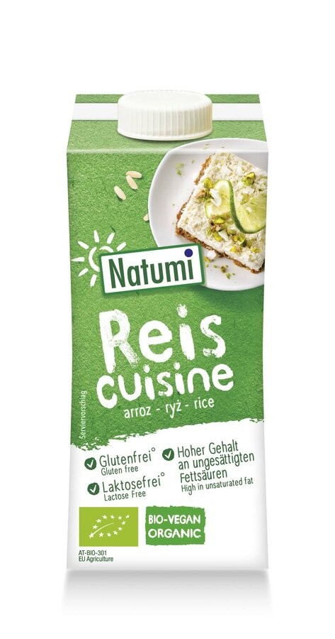 Stelle dir vor, wie deine Lieblingsgerichte mit der Natumi Reis Cuisine eine neue Dimension der Cremigkeit erreichen. Diese pflanzliche Kochcreme auf Reisbasis ist der ideale Begleiter fürs Kochen, Backen und Verfeinern deiner Speisen. Mit ihrem lecker sahnigen Geschmack und der extra cremigen Konsistenz verwandelt sie Desserts und Eis in ein pflanzliches Geschmackserlebnis. Für alle, die auf der Suche nach einer vielseitigen und geschmackvollen Milchalternative sind, ist die Natumi Reis Cuisine die perfekte Wahl.