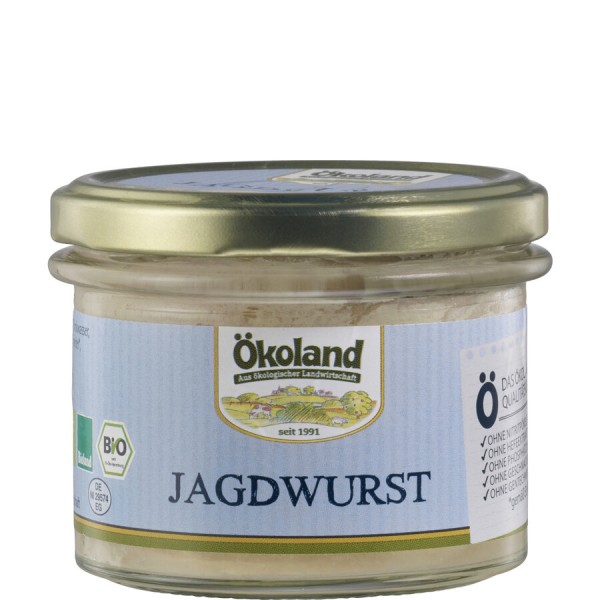 Ökoland Jagdwurst, 160 g Glas