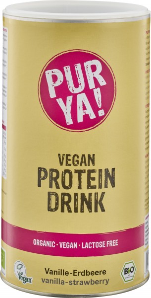 PURYA! Vegan Protein Drink Vanille-Erdbeere, 550 gr Dose