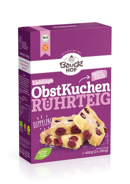 Bauckhof Obstkuchen Rührteig glutenfrei, 400 gr Pa