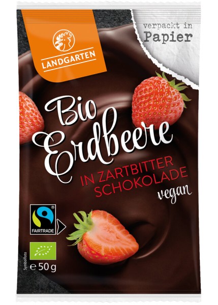 Landgarten Erdbeere in Zartbitter- Schokolade, 50