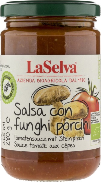 La Selva Tomatensauce mit Steinpilzen, 280 gr Glas