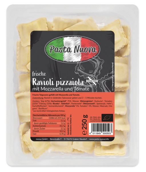 Pasta Nuova Ravioli pizzaiola mit Tomate und Mozza