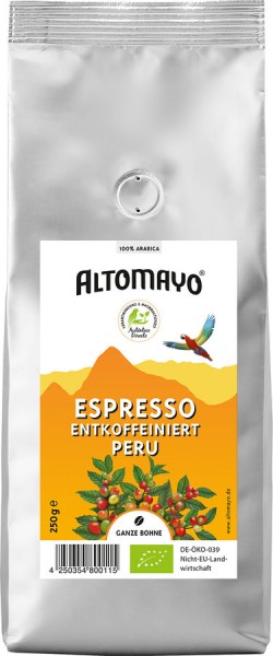 Altomayo Espresso entkoff., 250 gr Packung