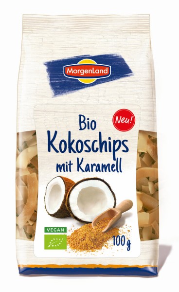 Morgenland Kokoschips Karamell, 100 g Packung
