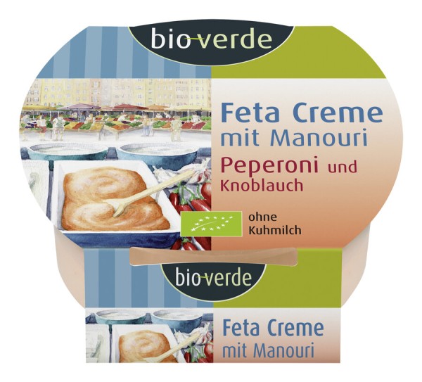 bio-verde Feta/Manouri-Creme mit Knoblauch-Peperon
