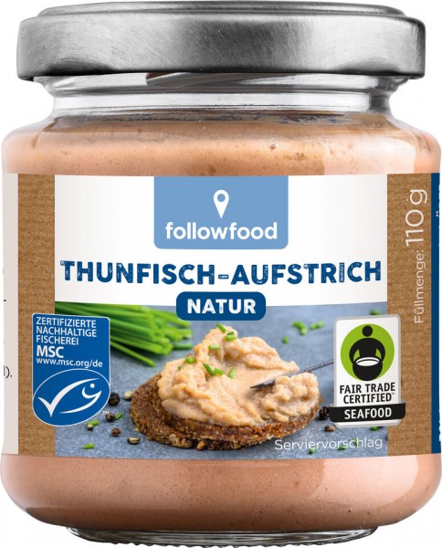 followfish Thunfisch-Creme Natur, 110 gr Glas