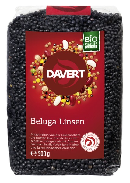 Davert Linsen Beluga schwarz, 500 gr Packung