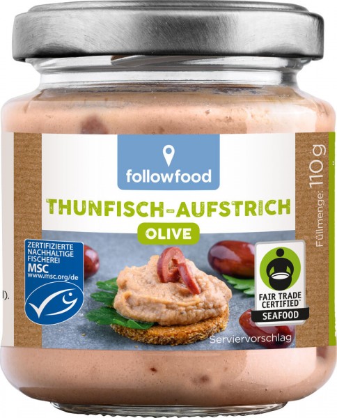 followfish Thunfisch-Creme Olive, 110 gr Glas