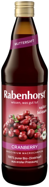 Rabenhorst Cranberry Muttersaft, 0,75 ltr Flasche