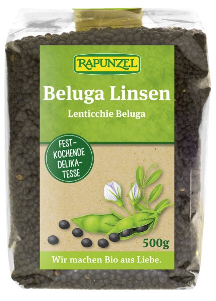 Rapunzel Beluga Linsen schwarz, 500 gr Packung