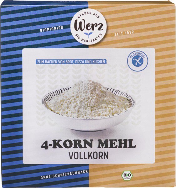 Werz 4-Korn-Vollkorn-Mehl, 500 gr Packung -glutenf